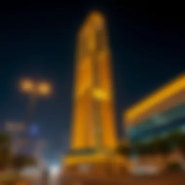 Nassima Tower at Night Nassima Tower illuminated at night, highlighting its iconic structure