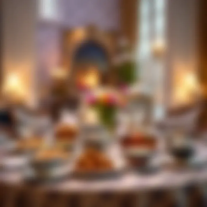 Dazzling table set for Iftar with traditional dishes