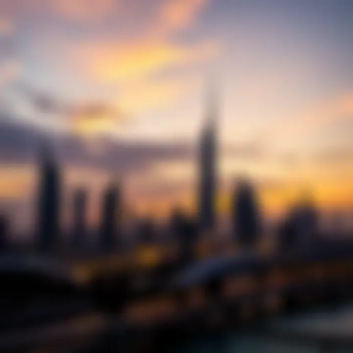 Majestic skyline of Dubai during sunset