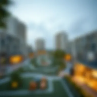 Urban development project highlighting community spaces and amenities