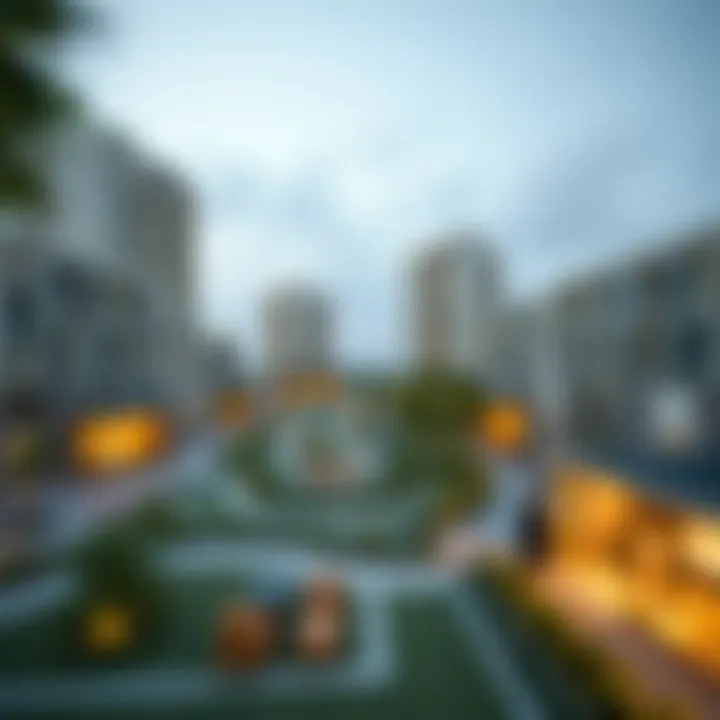 Urban development project highlighting community spaces and amenities
