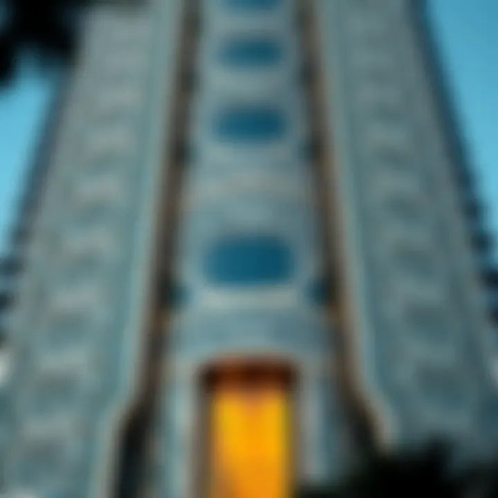 Close-up of Sarah Tower's Faรงade Close-up of Sarah Tower's faรงade highlighting its intricate design and modern aesthetic.