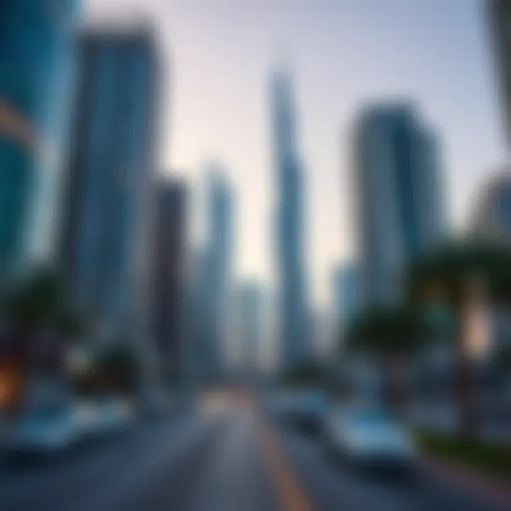 Iconic skyscrapers lining Sheikh Zayed Street representing modern architecture