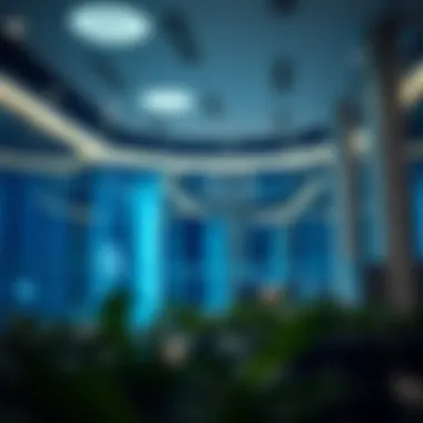 Stunning architectural view of a business centre illuminating professional ambiance