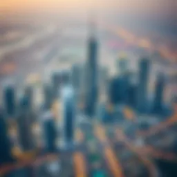 Aerial view of iconic skyscrapers in Dubai's skyline