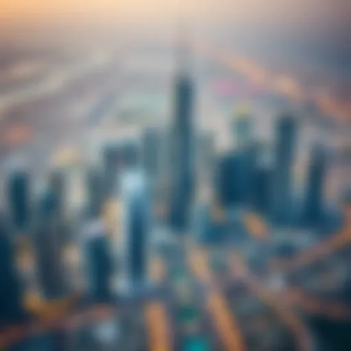 Aerial view of iconic skyscrapers in Dubai's skyline