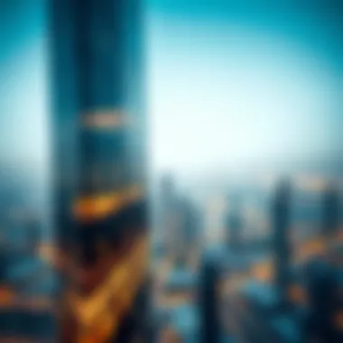 Close-up of innovative architectural details on a Dubai tower