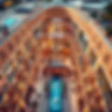 Aerial view of Dubai Mall showcasing its intricate architecture