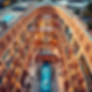 Dubai Mall Aerial Perspective Aerial view of Dubai Mall showcasing its intricate architecture