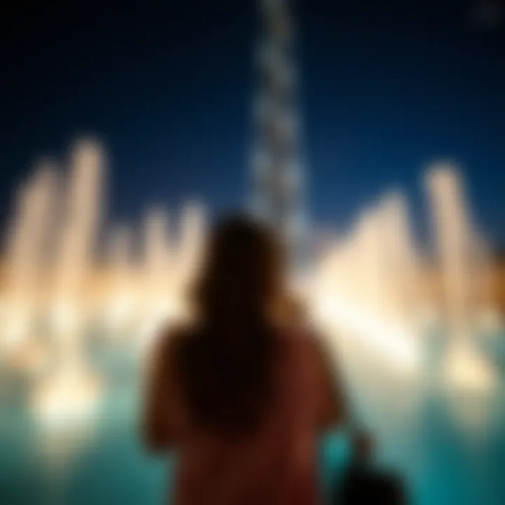 Spectacle of the Fontaines Visitors enjoying the spectacle of the Fontaines during the evening