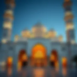 A stunning view of the mosque's exterior architecture showcasing intricate designs