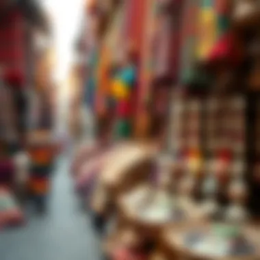 Colorful Textiles and Handicrafts Colorful textiles and handicrafts displayed in the market