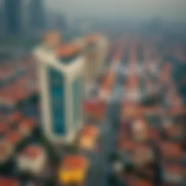 Vibrant Neighborhoods in Dubai Aerial view of a bustling Dubai neighborhood