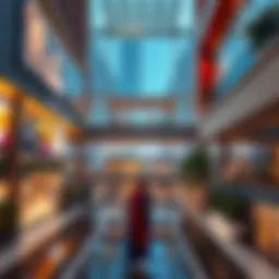 Modern mall exterior reflecting urban architecture