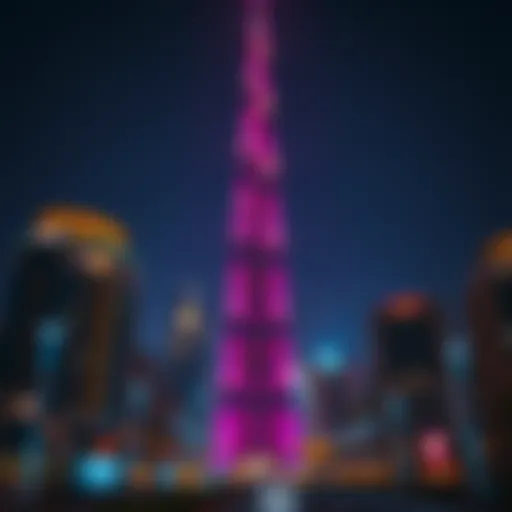 Burj Khalifa: A Nightly Spectacle of Light Night view of Burj Khalifa illuminated with vibrant colors