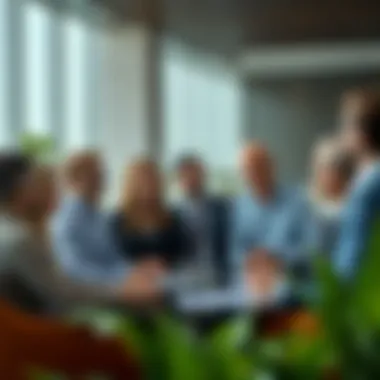 Expatriates and Investors Discussing Opportunities A diverse group of professionals engaged in a business discussion