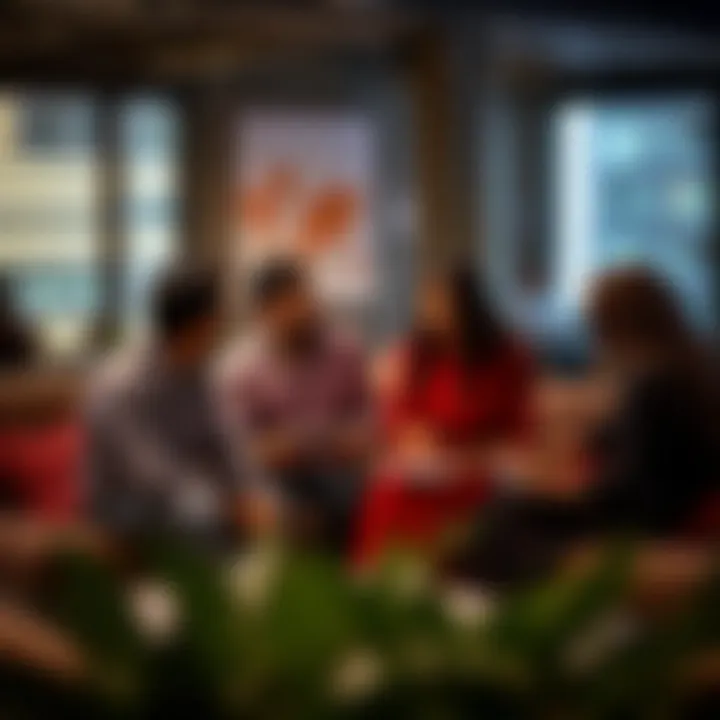 A group of diverse individuals discussing real estate opportunities