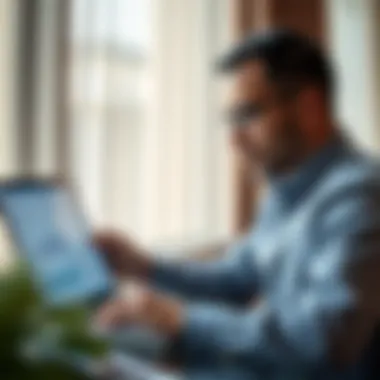 An investor analyzing property investment data on a laptop