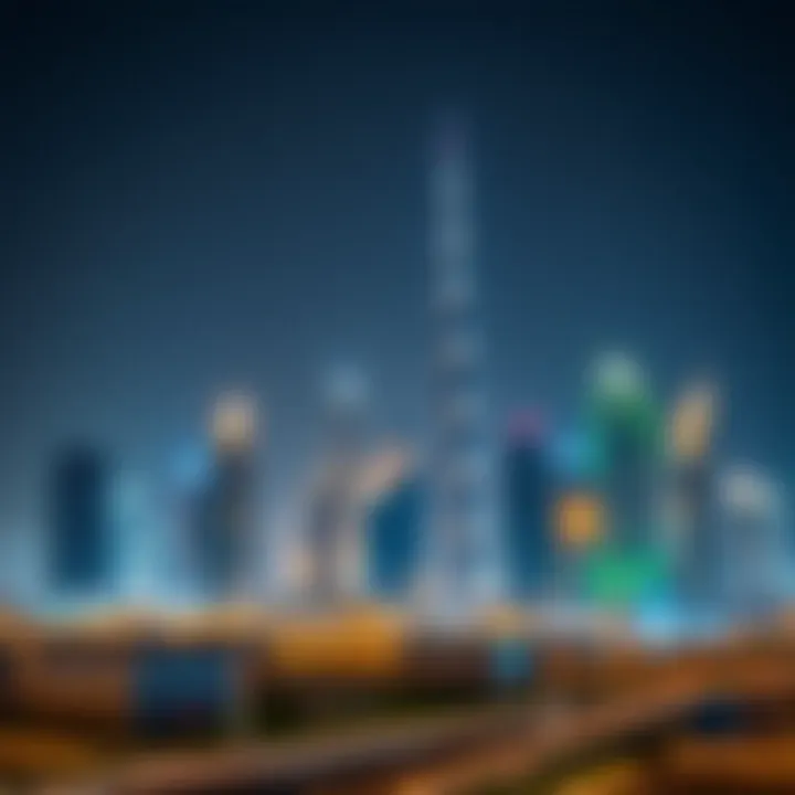 Dubai Skyline Featuring Real Estate Developments Dubai Skyline with Real Estate
