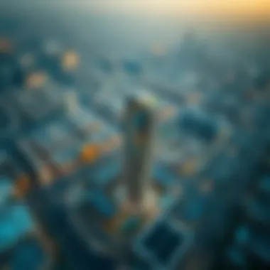 Aerial perspective of Jumeirah Village Circle highlighting Uniestate Prime Tower