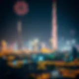 UAE Skyline Celebrating Public Holidays UAE skyline during a festive celebration