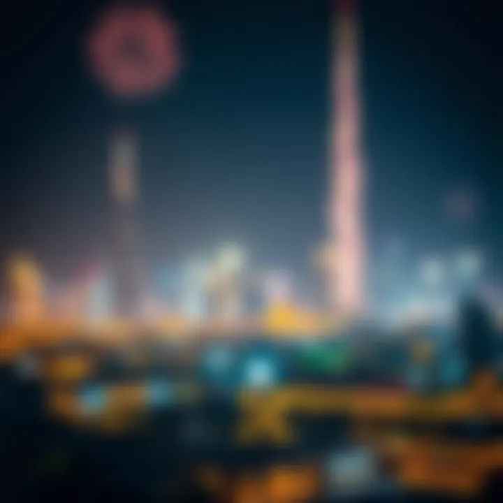 UAE Skyline Celebrating Public Holidays UAE skyline during a festive celebration