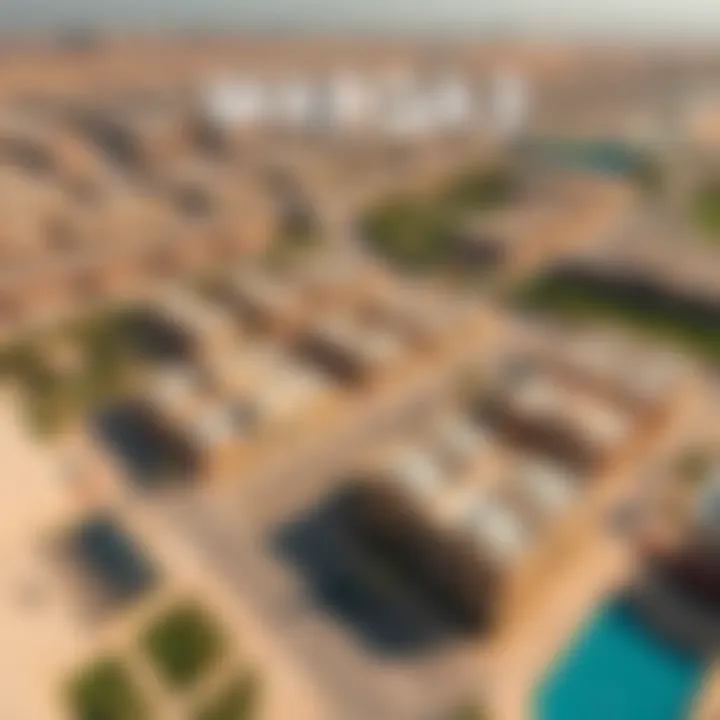 Aerial view of Warqa 2 showcasing residential properties and surrounding amenities